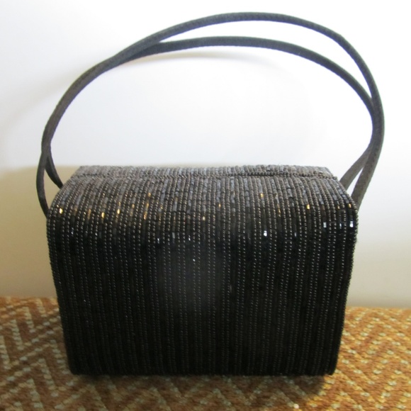 Vintage La Regale black beaded box purse. ADORABLE! - Picture 1 of 5